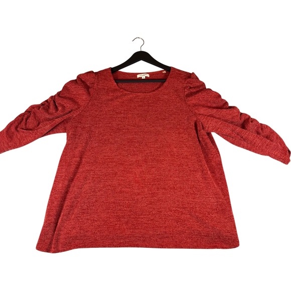 Max Studio London Women's 2X Red Ruched Sleeve Tunic Top Blouse Plus Size - Picture 1 of 7